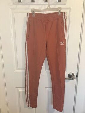 Adidas Rose Track Pants with White Stripes